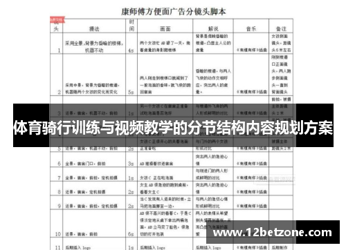 体育骑行训练与视频教学的分节结构内容规划方案